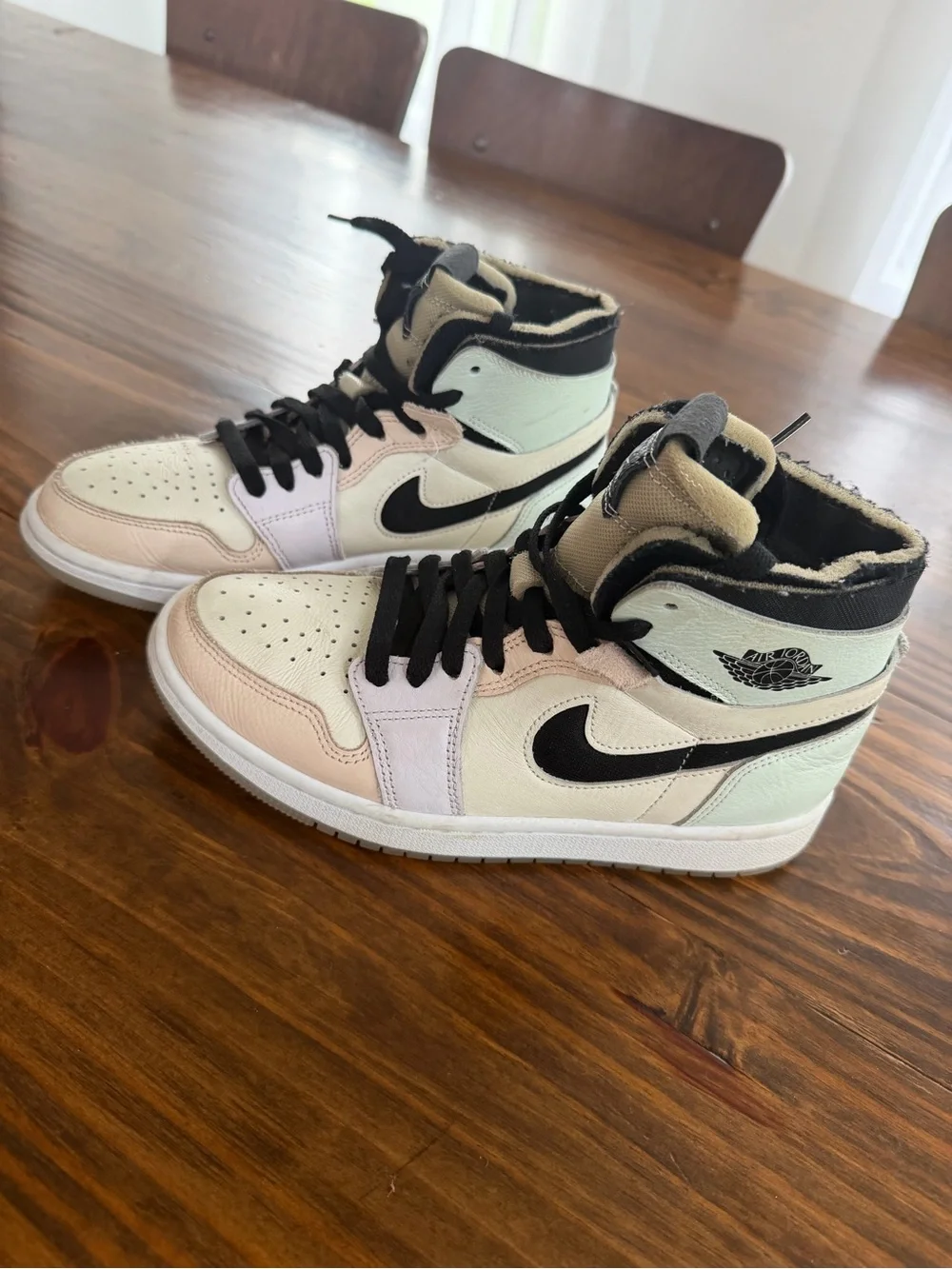 Jordan Women’s High-Top Sneakers in Pale Pink, White & Black. No box
